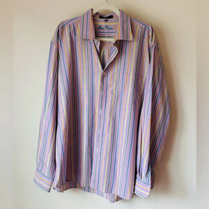 Alan Flusser Striped Mens Button Down Dress Shirt - Size XXL